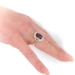 Art Deco 5.91 ctw. Amethyst and Diamond Halo Ring with Leaf Motif 14k