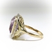 Art Deco 5.91 ctw. Amethyst and Diamond Halo Ring with Leaf Motif 14k