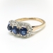 Art Deco Triple Sapphire and Diamond Filigree Ring 14k/SS