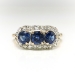 Art Deco Triple Sapphire and Diamond Filigree Ring 14k/SS