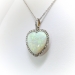 Antique Crystal Opal and Diamond Heart Pendant Platinum