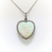 Antique Crystal Opal and Diamond Heart Pendant Platinum