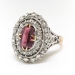 Antique Edwardian Garnet and Diamond Double Halo Ring 14k/SS