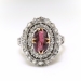 Antique Edwardian Garnet and Diamond Double Halo Ring 14k/SS