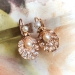 Antique Rose Cut Diamond & Pearl Shell Drop Chandelier Wedding Earrings 18k