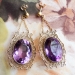 Huge Vintage Amethyst 17.93ct.tw. Filigree Vintage Drop Earrings 14k