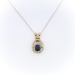 Antique 1900's Old European Cut Diamond Blue Lab Sapphire Pendant Necklace 14k Gold 16' Inches