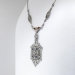 Art Deco 1930's Vintage Diamond Sapphire Pearl Tri Color Filigree Necklace Pendant 14k Gold 19' 