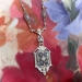 Art Deco 1930's Vintage Diamond Sapphire Pearl Tri Color Filigree Necklace Pendant 14k Gold 19' 