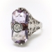 Vintage Art Deco 1930's Belais Amethyst & Old European Cut Diamond Filigree Cocktail Birthstone Ring 14k