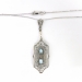 Art Deco 1930's Aquamarine Diamond Seed Pearl Filigree Pendant Necklace 14k White Gold