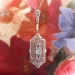 Art Deco 1930's Aquamarine Diamond Seed Pearl Filigree Pendant Necklace 14k White Gold