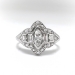 Art Deco Engagement Ring Circa 1930's .76ct t.w. Marquise Mixed Cut Diamond Filigree Hand Engraved Ring Platinum