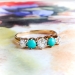 Rare Turquoise Diamond Ring .83ct t.w. Circa 1900's Antique Five Stone Band 18k Rose Yellow Gold 18k