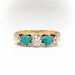 Rare Turquoise Diamond Ring .83ct t.w. Circa 1900's Antique Five Stone Band 18k Rose Yellow Gold 18k