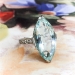 Art Deco Aquamarine Ring Circa 1930's Vintage 5.49ct Marquise Birthstone Cocktail Wedding Filigree Ring 18k White Gold