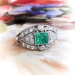 Vintage Emerald Diamond Ring Circa 1930's 2.36ct t.w. Emerald Cut Cocktail Birthstone Platinum Ring