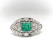 Vintage Emerald Diamond Ring Circa 1930's 2.36ct t.w. Emerald Cut Cocktail Birthstone Platinum Ring