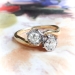 Vintage Toi Et Moi Diamond Engagement Ring Circa 1970's .56ct t.w. Old European Cut Bypass Ring 18k Yellow White Gold