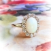 Antique Opal Diamond Ring Circa 1880's Victorian 2.51ct t.w. Natural Opal Diamond Halo Engagement Ring 14k Yellow Gold
