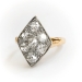 Antique Diamond Ring Circa 1915 Edwardian 1.47ct t.w. Old Mine Diamond Shield Navette Cocktail Ring 14k Platinum