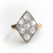 Antique Diamond Ring Circa 1915 Edwardian 1.47ct t.w. Old Mine Diamond Shield Navette Cocktail Ring 14k Platinum