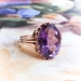 Antique 4.28ct Oval Amethyst Solitaire Ring Circa 1900's Art Nouveau Birthstone Statement Ring 14k Rose Gold