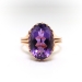 Antique 4.28ct Oval Amethyst Solitaire Ring Circa 1900's Art Nouveau Birthstone Statement Ring 14k Rose Gold