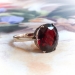 Antique 7ct Oval Garnet Solitaire Ring Circa 1920's Edwardian Birthstone Statement Ring 12k Rose Gold