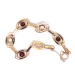 Art Deco Moonstone Garnet Rose Yellow Gold Bracelet Circa 1930s' 3.54ct t.w. 14k 6.25' Inches