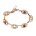 Art Deco Moonstone Garnet Rose Yellow Gold Bracelet Circa 1930s' 3.54ct t.w. 14k 6.25' Inches