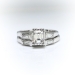 Vintage Emerald Cut Wedding Set .66ct. t.w. Diamond and Baguette Engagement Ring Wedding Band 14k White Gold