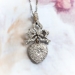 Antique Diamond Heart Pendant Circa 1915 1.36ct t.w. Old European Cut Rose Cut Necklace Platinum 18k Yellow Gold