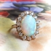 Antique Opal Diamond Ring Circa 1900's 4.94ct t.w. European Cut Diamond Halo Statement Unique Engagement Ring 14k Yellow Gold