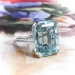 Art Deco Aquamarine Diamond Ring Circa 1930's 16.30ct t.w. Emerald Cut Aquamarine & Old Diamond Engagement Ring Platinum