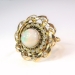 Vintage Opal Diamond Ring Circa 1940's Antique Style 2.66ct t.w. Rose Cut Diamond Halo Ring 18k Yellow Gold