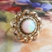 Vintage Opal Diamond Ring Circa 1940's Antique Style 2.66ct t.w. Rose Cut Diamond Halo Ring 18k Yellow Gold