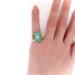 Vintage Turquoise Diamond Ring Circa 1940's 2.29ct t.w. Bombe' Cocktail Right Hand Birthstone Ring 18k Yellow Gold Platinum