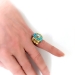 Vintage Turquoise Diamond Ring Circa 1940's 2.29ct t.w. Bombe' Cocktail Right Hand Birthstone Ring 18k Yellow Gold Platinum