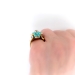 Vintage Turquoise Diamond Ring Circa 1940's 2.29ct t.w. Bombe' Cocktail Right Hand Birthstone Ring 18k Yellow Gold Platinum