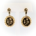 Elegant Retro Black Enamel and Diamond Drop Earrings in 15k Yellow Gold