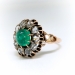 Antique Emerald Diamond Ring Circa 1890's Victorian 1.60ct t.w. Cabochon Rose Cut Engagement Statement Ring 10k Rose Gold