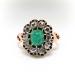 Antique Emerald Diamond Ring Circa 1890's Victorian 1.60ct t.w. Cabochon Rose Cut Engagement Statement Ring 10k Rose Gold