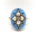 Victorian Diamond Pearl Blue Enamel Star Ring Circa 1880's .11ct t.w. Cocktail Old Mine Cut Rose Cut Antique Ring 14k 12k Gold