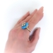 Victorian Diamond Pearl Blue Enamel Star Ring Circa 1880's .11ct t.w. Cocktail Old Mine Cut Rose Cut Antique Ring 14k 12k Gold