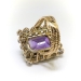 Vintage Amethyst Diamond Ring Circa 1950's 12.67ct t.w. Emerald Cut Amethyst and Diamond Rope Halo Ring 14k Yellow Gold