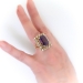 Vintage Amethyst Diamond Ring Circa 1950's 12.67ct t.w. Emerald Cut Amethyst and Diamond Rope Halo Ring 14k Yellow Gold