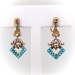 Antique Turquoise Pearl Chandelier Earrings Circa 1880's Victorian .66ct t.w. 14k Yellow Gold Wedding Chandelier Drops