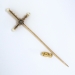 Antique Diamond Pearl Jabot Pin Circa 1900's .49ct t.w. Old European Cut Diamond Victorian Sword Pin Brooch Circa 1880's 14k Yellow Gold