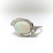 Vintage Opal Diamond Ring Circa 1950's 2.03ct t.w. White Oval Opal Birthstone Cocktail Engagement Ring 14k White Gold